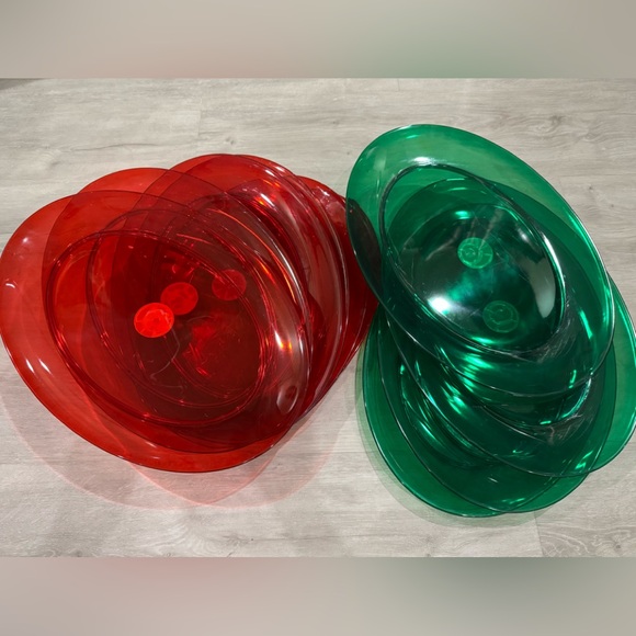 🎄NEW! 10 Holiday Serving Platters Oval Large Acrylic Plastic (6 Red + 4 Green) - Picture 12 of 12